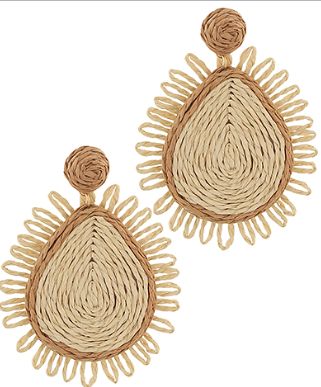 Wrapped Raffia Teardrop Earrings