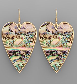 Abalone Shell Heart Earrings