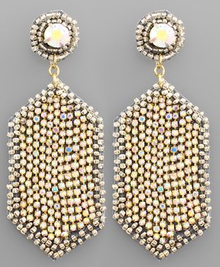 Hexagon Crystal &amp; Bead Earrings