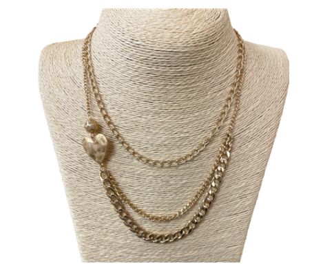 Hammered Heart Multi Layered Chain Necklace
