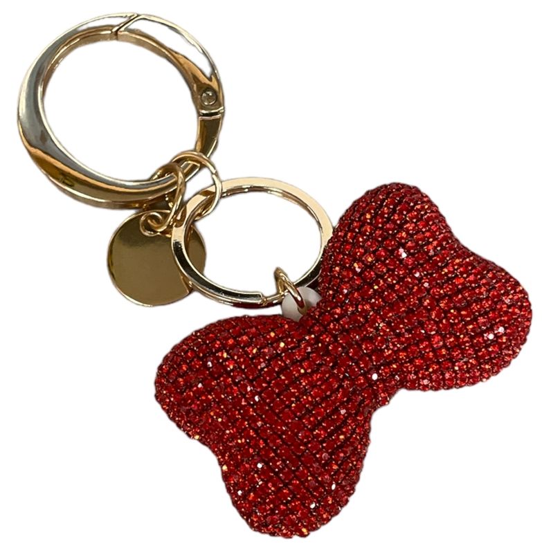 Red Rhinestone Bow Keychain