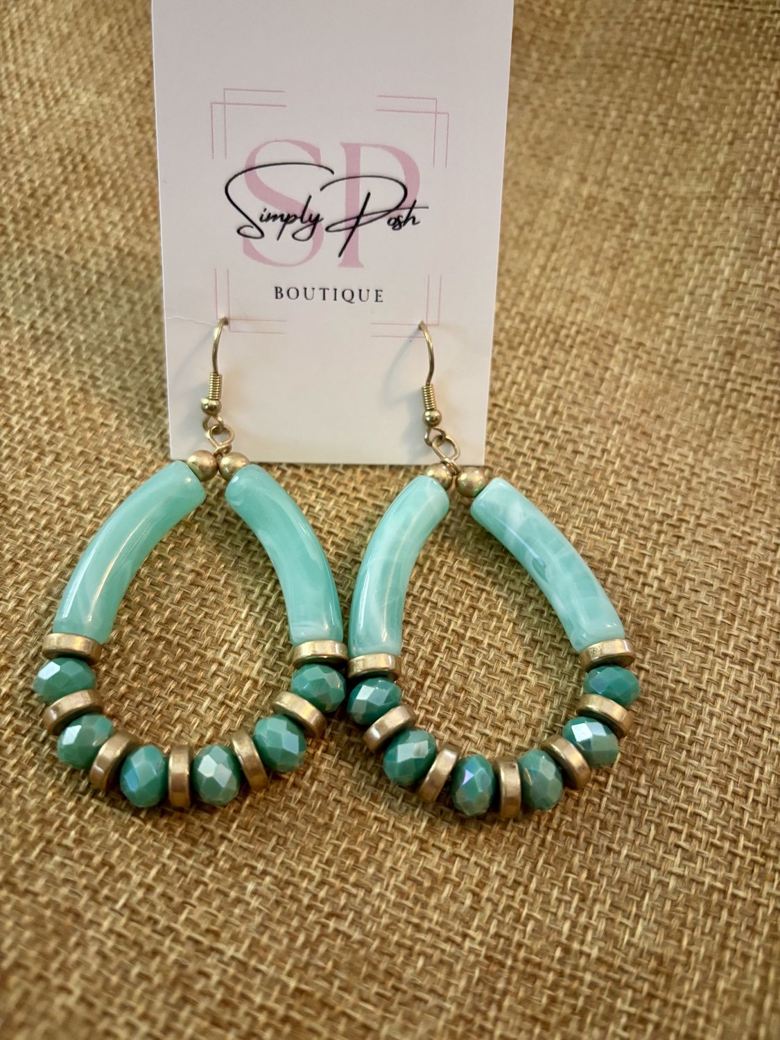 Teal Teardrop w/ Beads Earrings