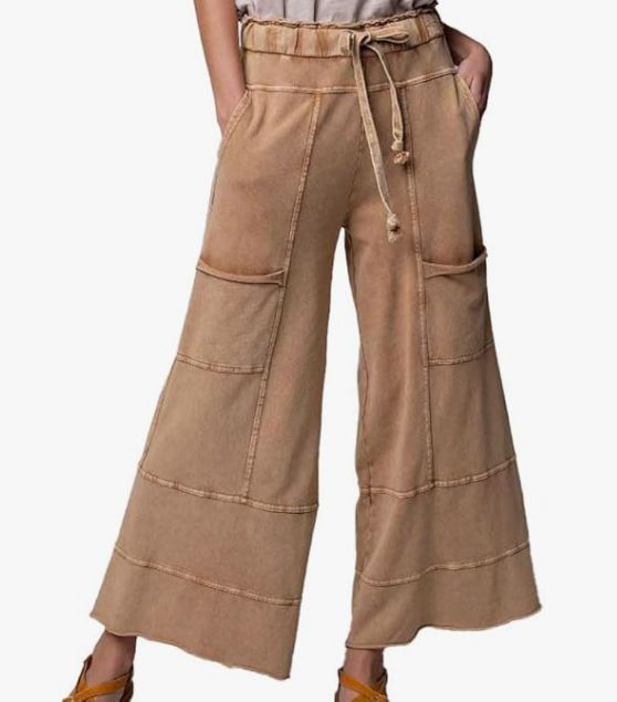 Camel Mineral Washed Terry Knit Pants Plus