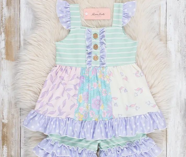 Pastel Buds &amp; Blooms Ruffle Outfit