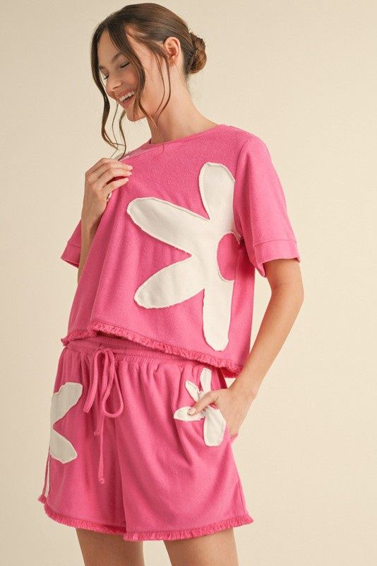 Terry Flower Patch Shorts