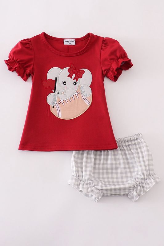 Alabama Elephant Football Applique Bloomer Set