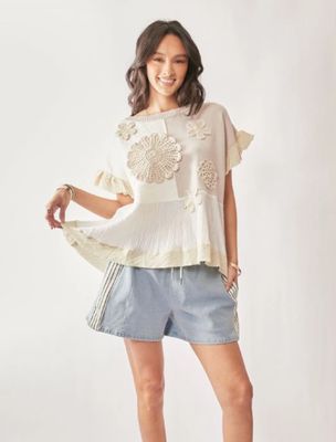 Mix &amp; Match Patchwork Textured Fabric Sweater Reg/Plus
