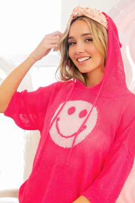 Low Gauge Half Sleeve Smiley Hoodie