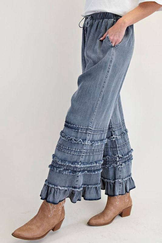 Self Fray Washed Chambray Pants Reg/Plus
