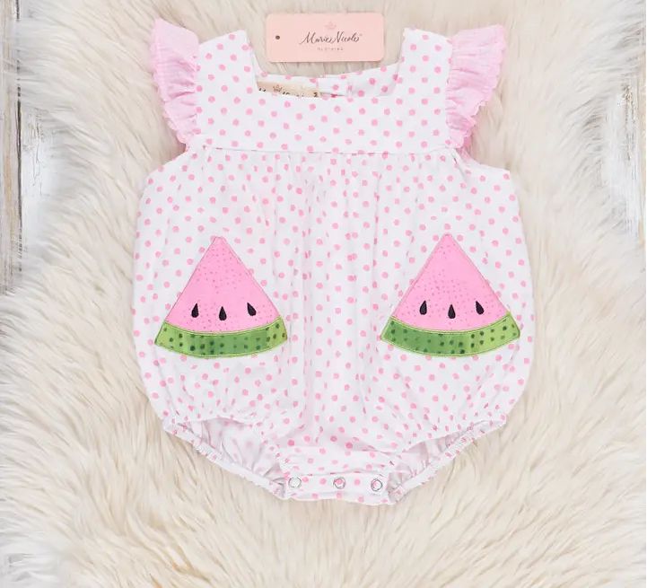 Dotty Watermelon Embroidered Flutter Bubble