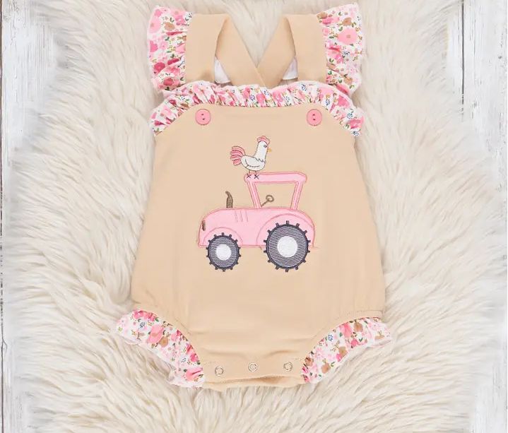 Sweet Tractor Ride Floral Ruffle Bubble
