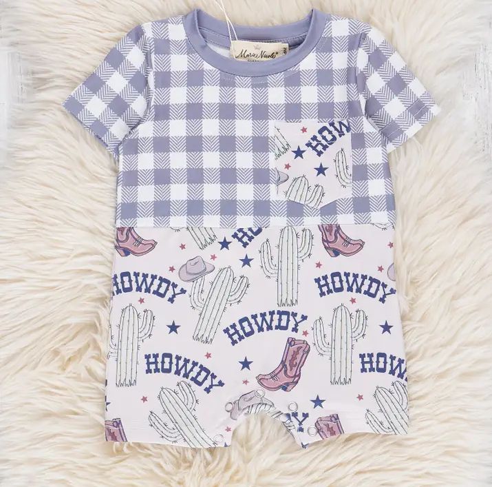 Grey Gingham Howdy Romper