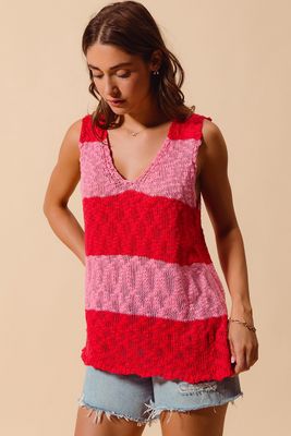 Wide Stripe Slub Lightweight Vest