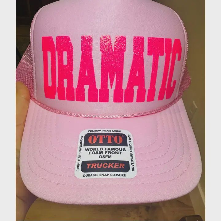 3D Glitter Puff Pink Vinyl Dramatic Pink Foam Trucker Hat
