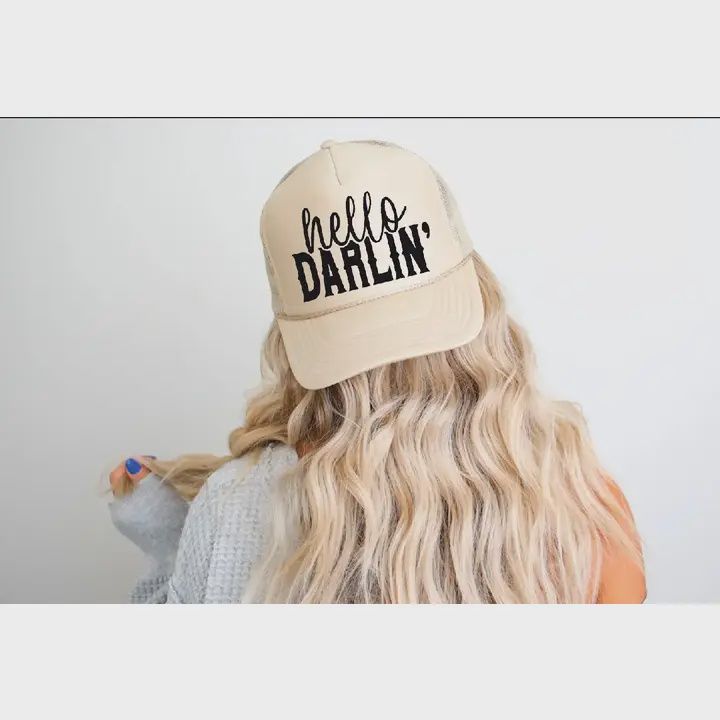 Hello Darlin Tan Trucker Hat
