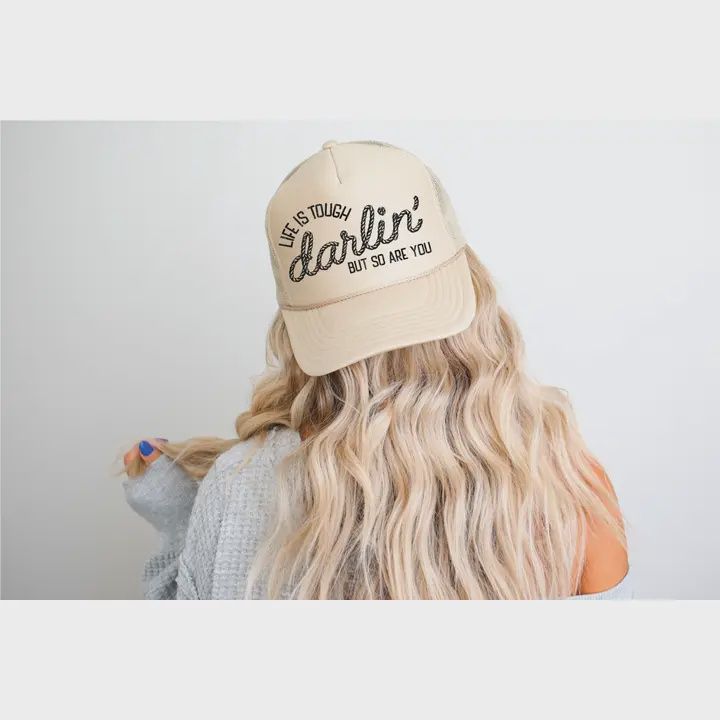 Life Is Tough Tan Trucker Hat