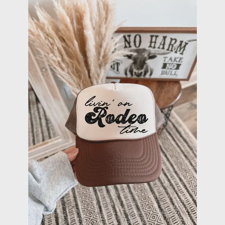 Livin On Rodeo Time Brown &amp; Tan Trucker Hat
