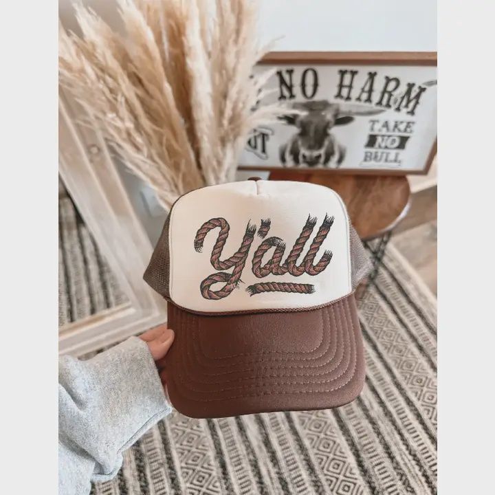 Y&#39;all Brown &amp; Tan Foam Trucker Hat