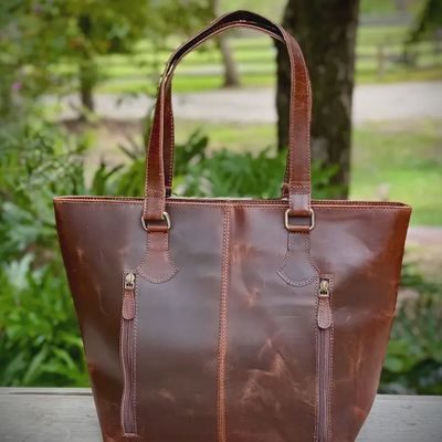 Upcycled Lv Cowhide Leather Tote Bag