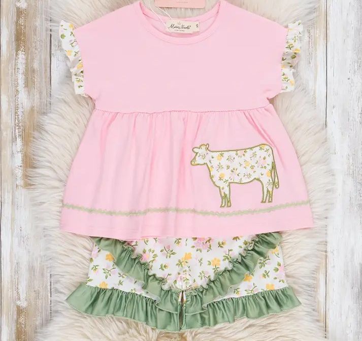 Lady Cow Floral Ruffle Outfit