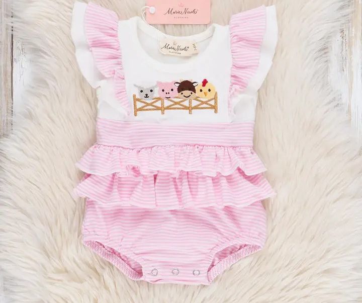 Embroidered Baby Farm Friends Ruffle Bubble