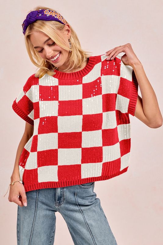 Gameday Theme Sequin All-over Sweater Top