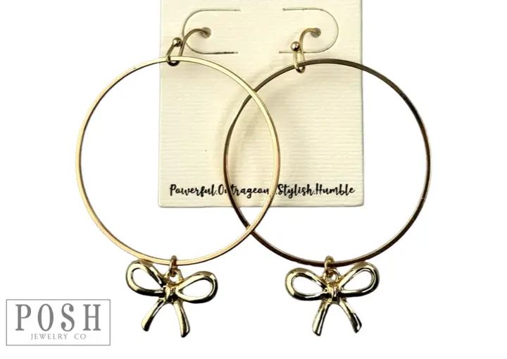 Bow Charms On A Circle Hoop Earring
