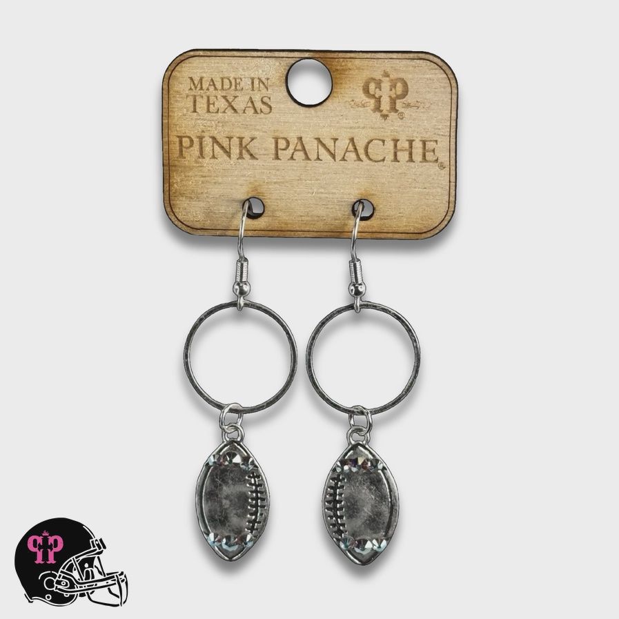 Football Earring with Austrian Crystals-Silver