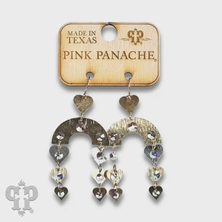 Heart Charm and Arch Earring with Austrian Crystal