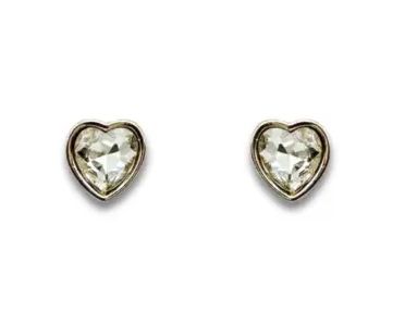 Rhinestone Heart Stud Earring-Gold