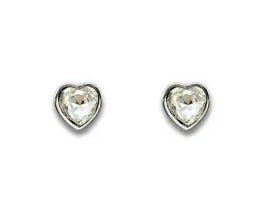 Rhinestone Heart Stud Earring-Silver