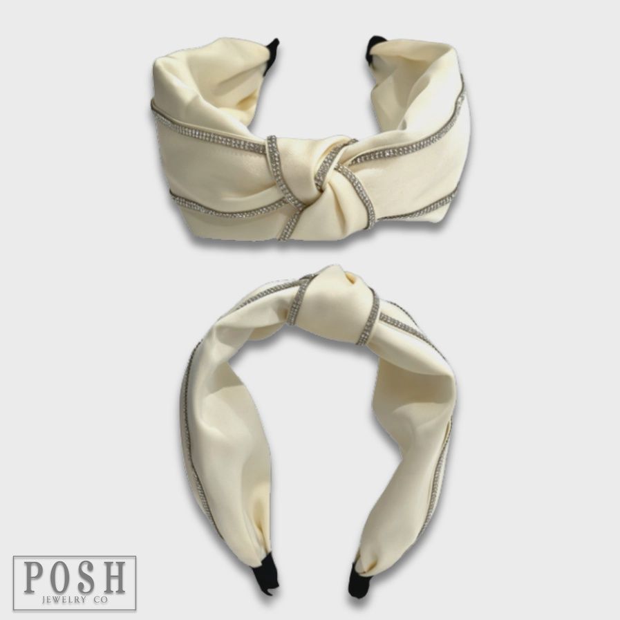 Ivory Satin Rhinestone Headband