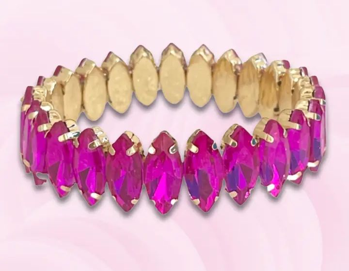 Rhinestone Stretch Bracelet-Fuchsia