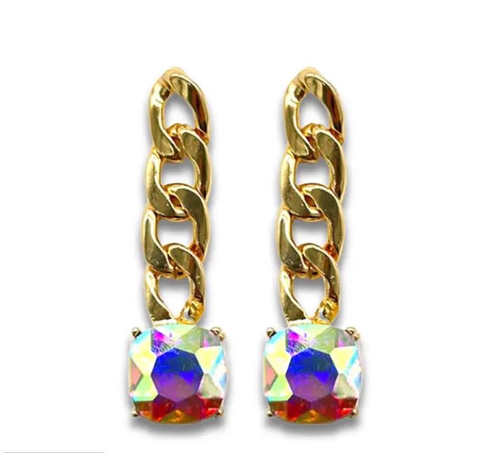 Square Rhinestone Drop Earring
