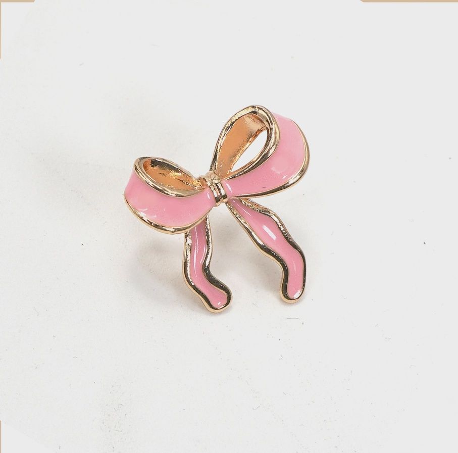 Pink Enamel Bow Earrings