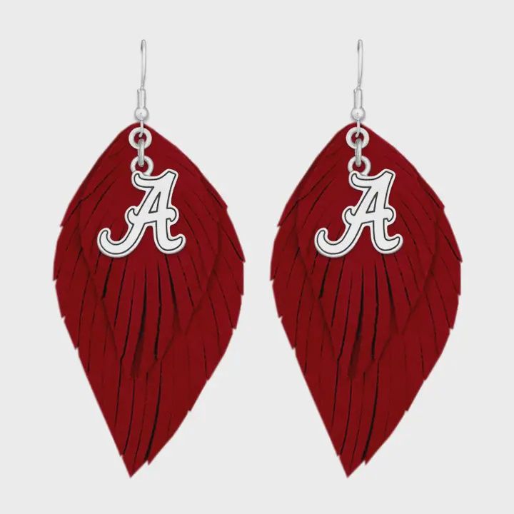Alabama Crimson Tide Antique Logo Boho Babe Crimson Earrings