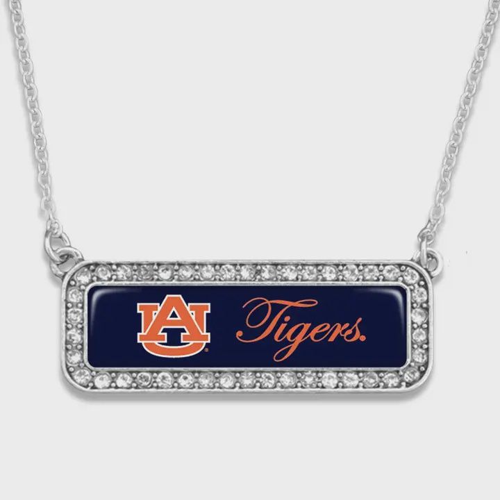 Auburn Tigers Crystal Nameplate Necklace