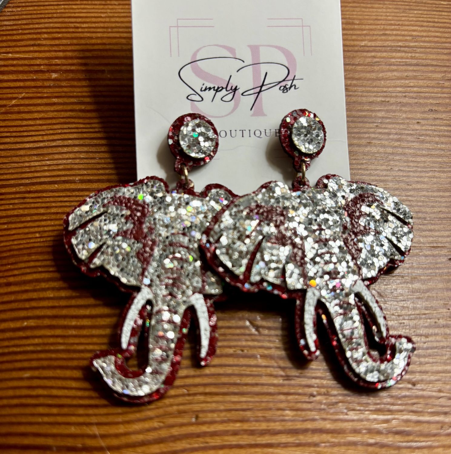 Crimson Elephant with Iridescent Sparkle