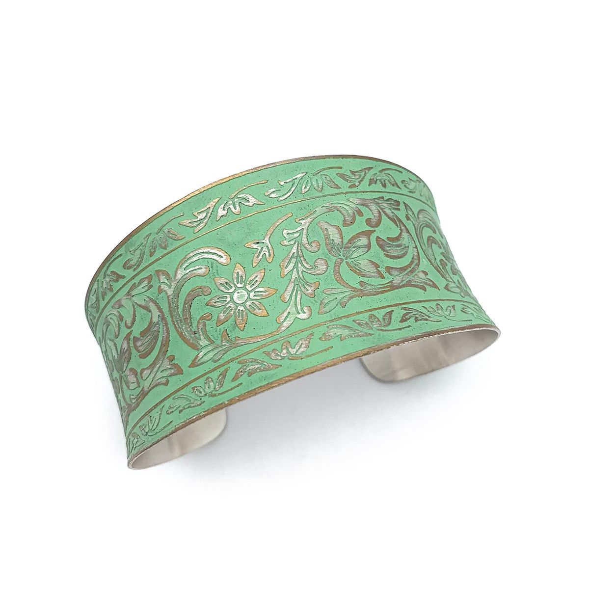 Silver Patina Bracelet – Mint Flowers and Leaves