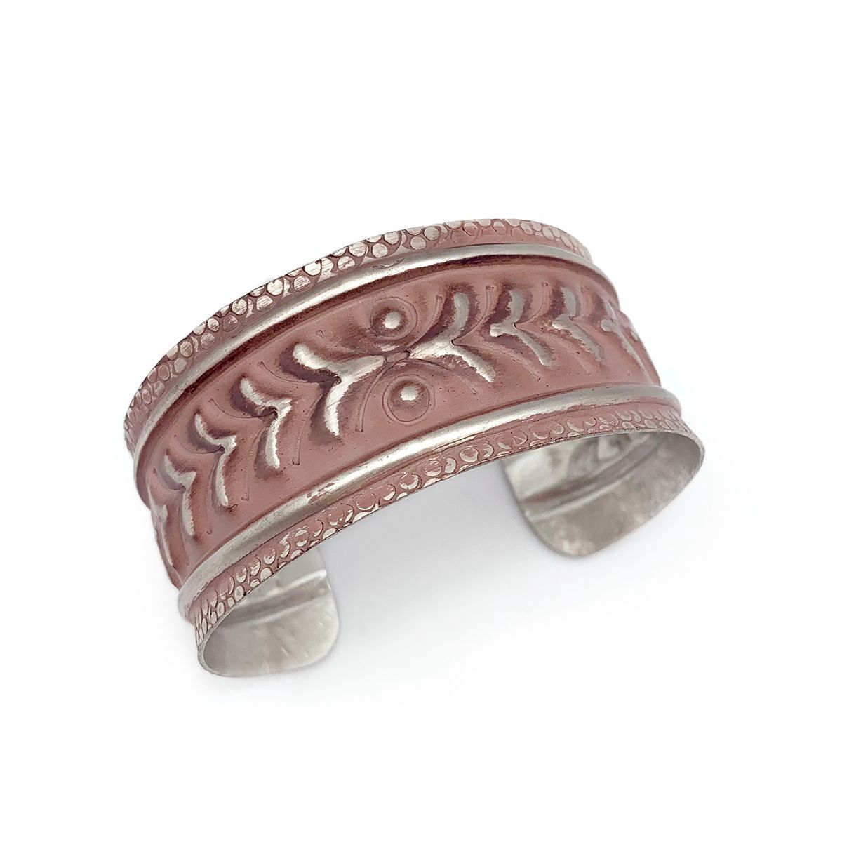 Silver Patina Bracelet – Dusty Rose Chevrons