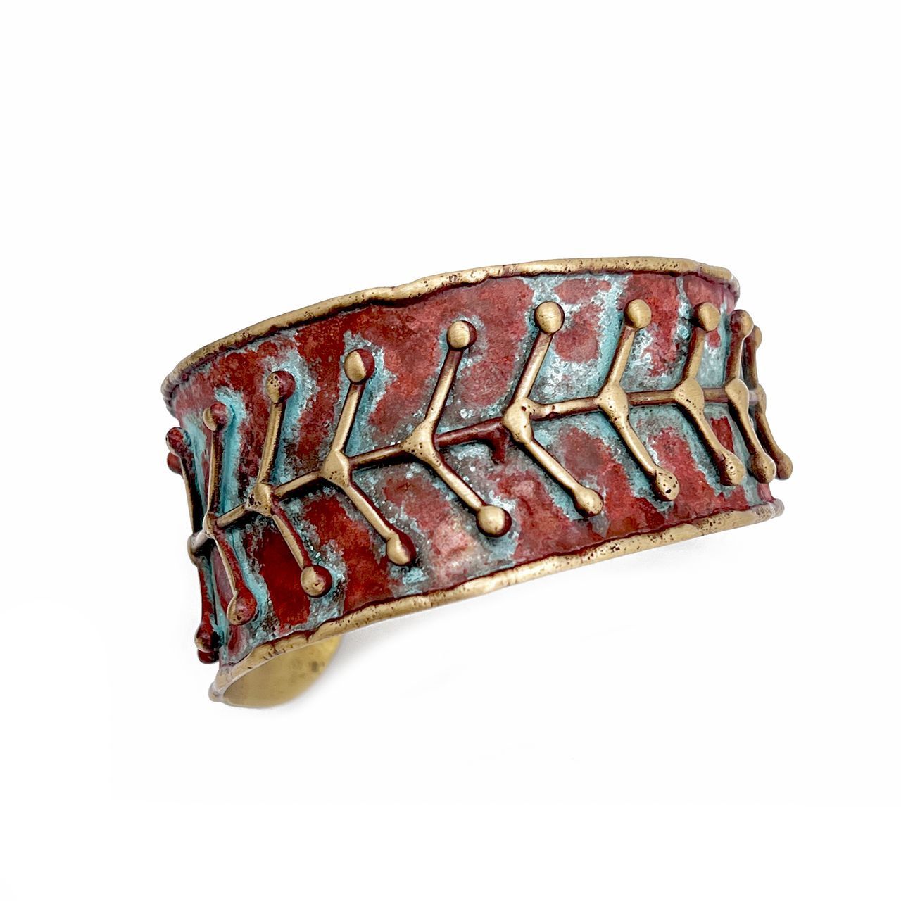 Brass Patina Bracelet – Rustic Blue Arrows