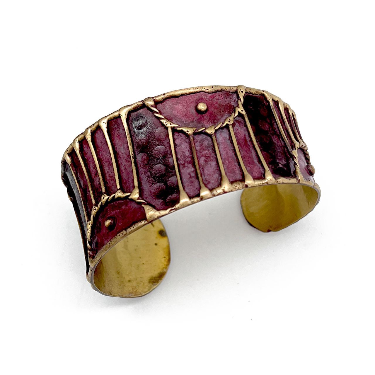 Brass Patina Bracelet – Plum Arched Lines