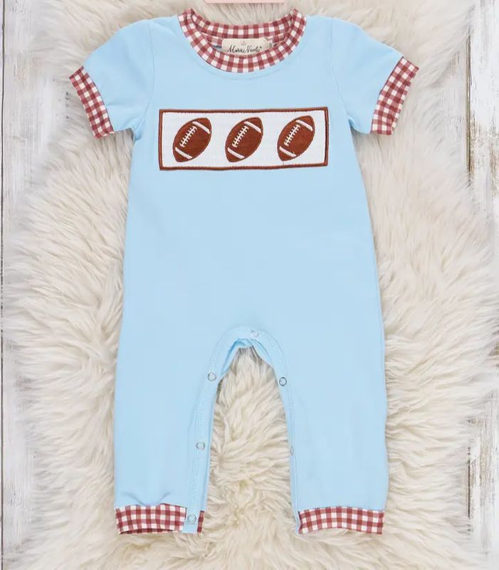 Field Goals &amp; Gingham Smocked Embroidered Romper12