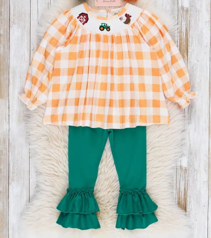 Down On the Farm Smocked Gingham Outfit