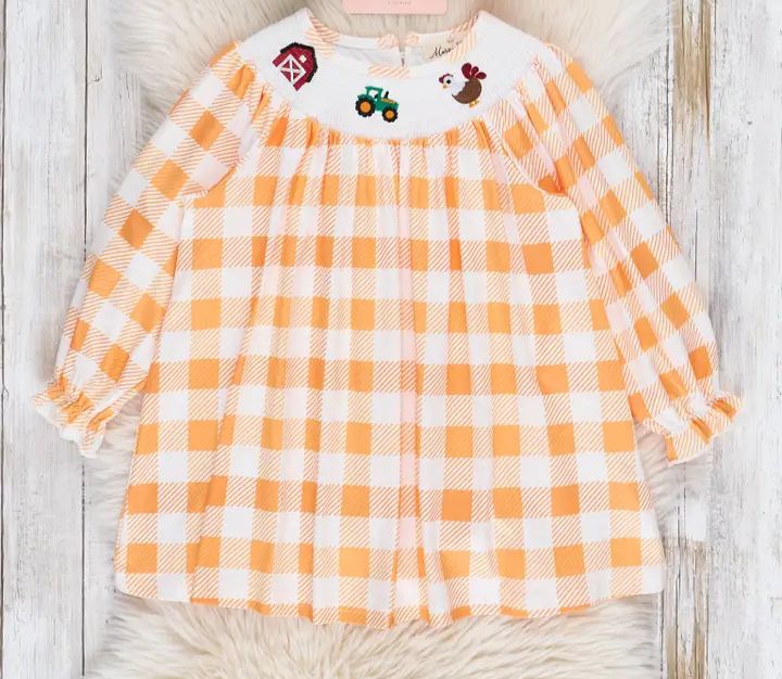 Down On the Farm Smocked Gingham Dress