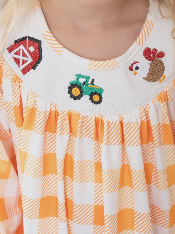 Down On the Farm Smocked Gingham Dress