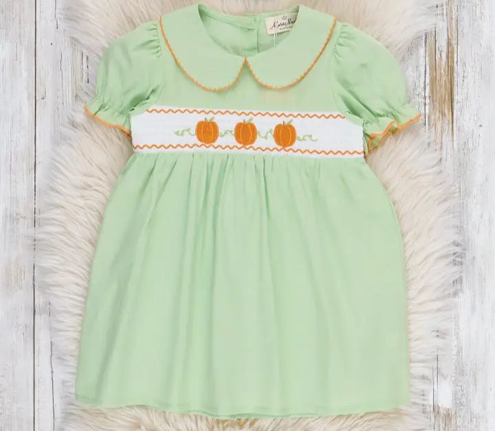 Smocked Embroidered Sweet Pea Pumpkin Dress