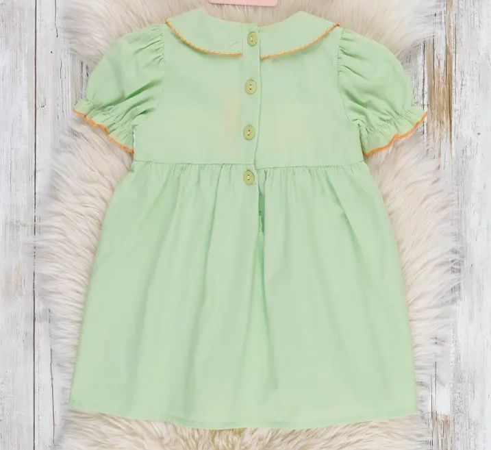 Smocked Embroidered Sweet Pea Pumpkin Dress