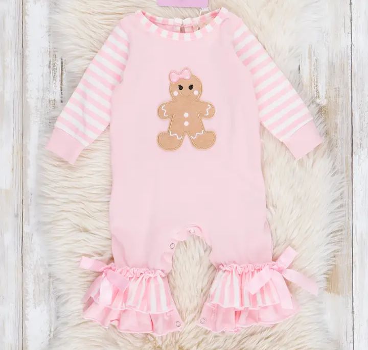 Christmas Gingerbread Romper Pajamas