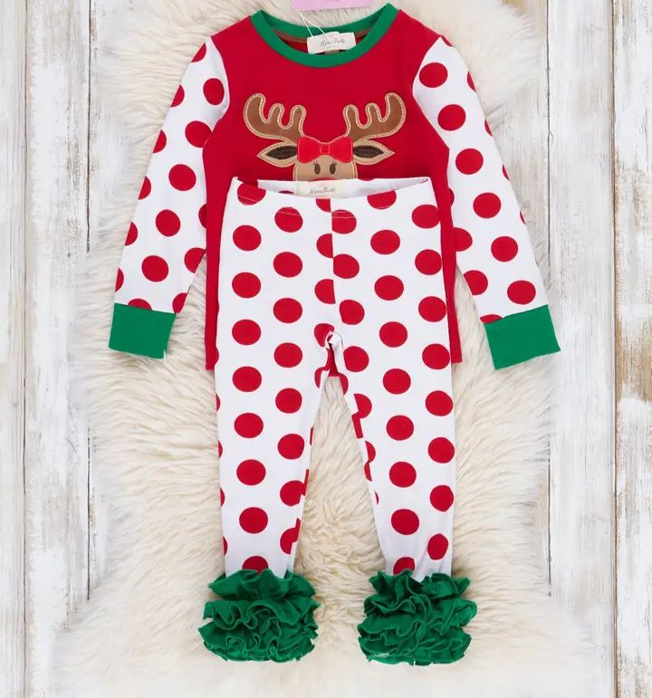 Girls Christmas Reindeer Pajamas